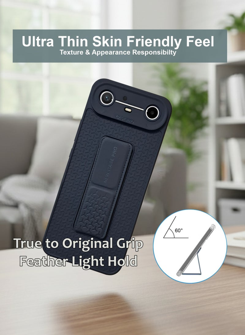Tecno Pova Slim Hand Grip Case Cover - Magnetic Hand Grip Holder & Kickstand Case For Tecno Pova Slim - Strong Grip for Magnetic Car Holder, Stylish Silicone Case & Functional, Ultimate Convenience & Hands-Free Viewing - Black - Image 2