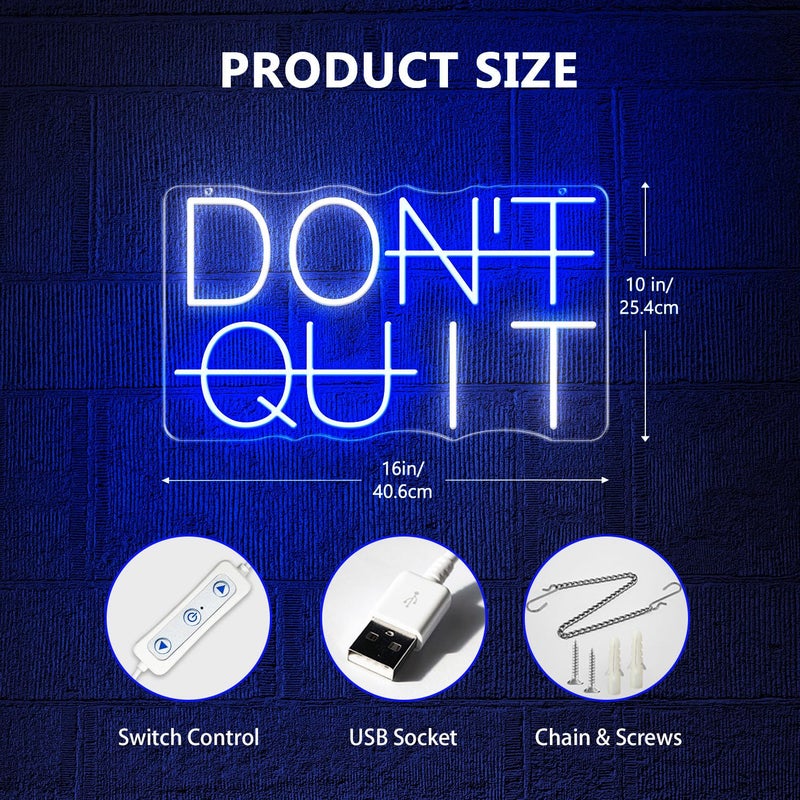 HAJAE Don't Quit Neon Signs for Wall Decor, Dimmable DO IT Neon Lights, Words Led Sign for Bedroom Man Cave Office Gym Party Gamer Room Decorations, Powered by USB Wall Decor Aesthetic - Image 4
