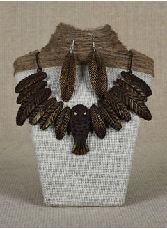 Women's Coconut Shell Leaves & Fish Design Necklace with Earrings Set