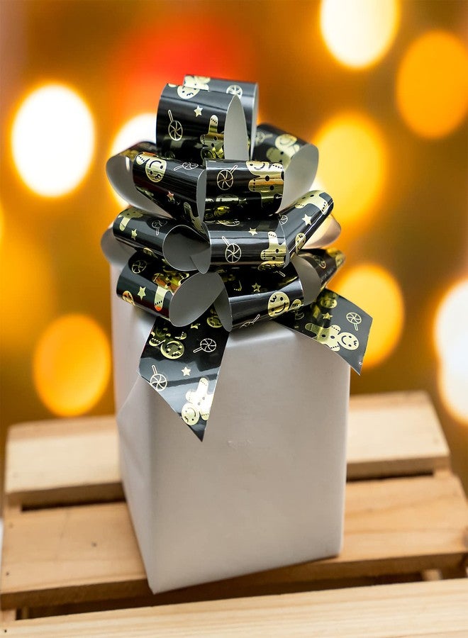 LeZakaa 12PCS Christmas Pull Bows with Ribbon - Black and Gold Gingerbread Design - Perfect for Gift Wrapping, Florist, Bouquet, Basket - Image 3