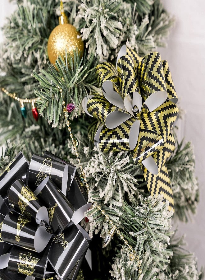 LeZakaa 12PCS Christmas Pull Bows with Ribbon - Black and Gold Gingerbread Design - Perfect for Gift Wrapping, Florist, Bouquet, Basket - Image 5