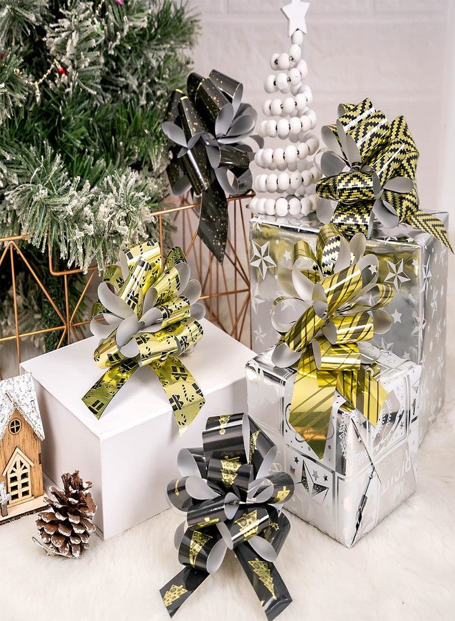 LeZakaa 12PCS Christmas Pull Bows with Ribbon - Black and Gold Gingerbread Design - Perfect for Gift Wrapping, Florist, Bouquet, Basket - Image 4