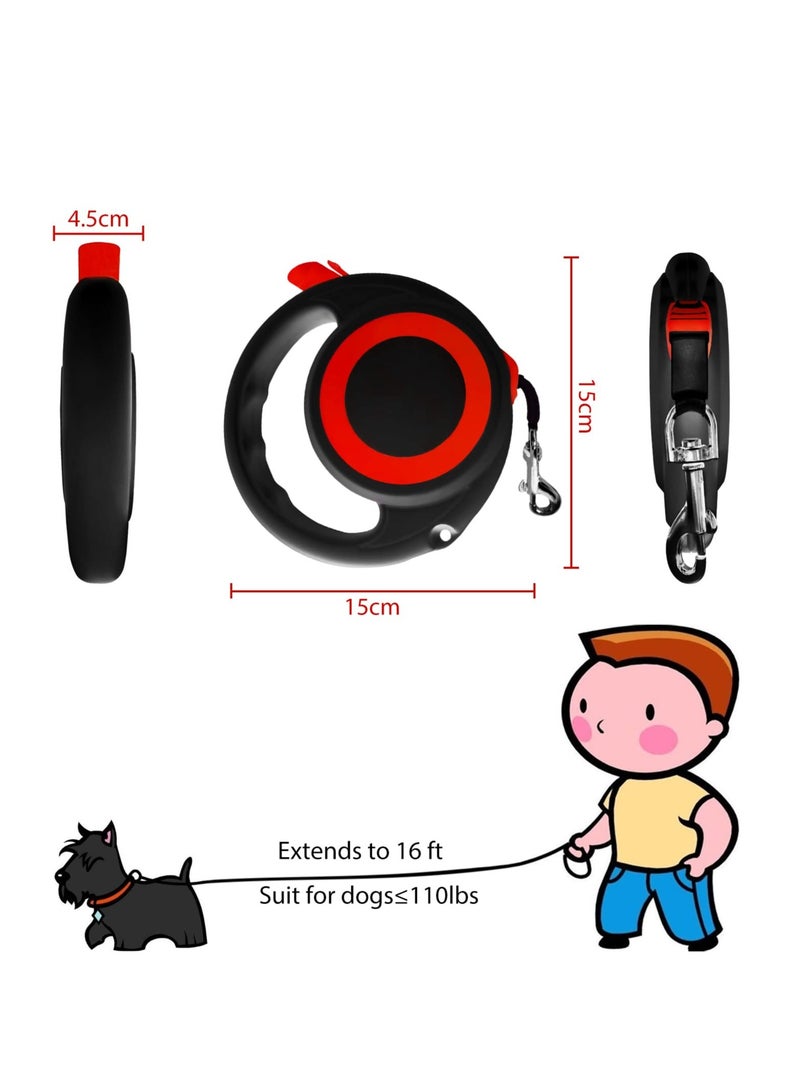 Excefore Retractable Dog Leash,16ft Nylon Tape, Tangle-Free,One-Handed Lock & Release, Anti-Slip Handle - Perfect for Small to Medium Dogs and Cats - Image 3