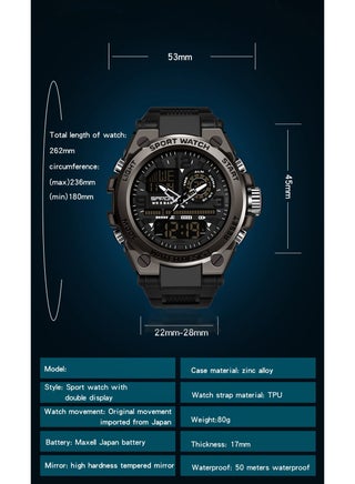 Sanda Men's Watches Sports Outdoor Waterproof Watch Date Multi Function Tactics LED Alarm Stopwatch - view 5