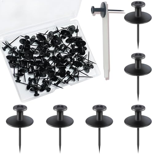 Hoaisun 60 PCS Double Headed Picture Hanging Nails, Thumb Tacks for Wall Hanging Kit, Heavy Duty Push Pins, Frame Hangers Hooks, Renter Friendly Wall Decor Small Nails for Drywall Cork Board - Image 1