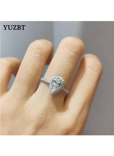 خاتم سوليتير برنسيس فضة إيطالي عيار 925 تصميم راقي ومميز مقاس 17