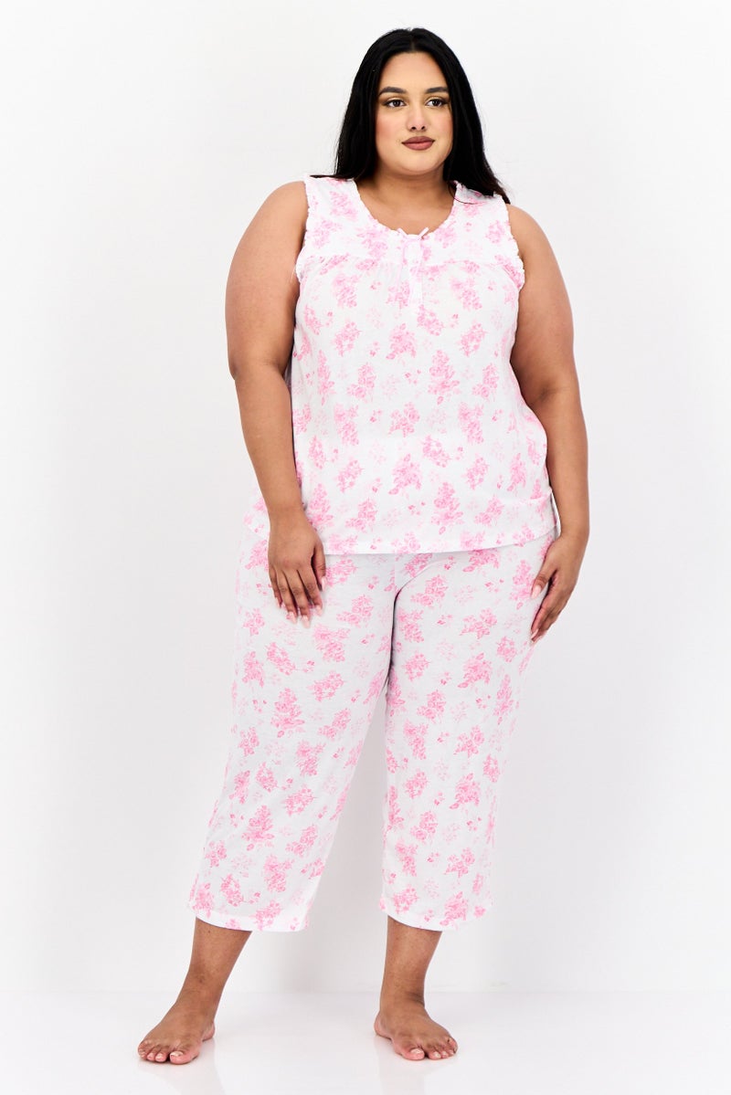 Celestial Dreams Women Plus Size 2 Pieces Allover Print Top And Bottom Pajama Set, Multicolor - Image 1