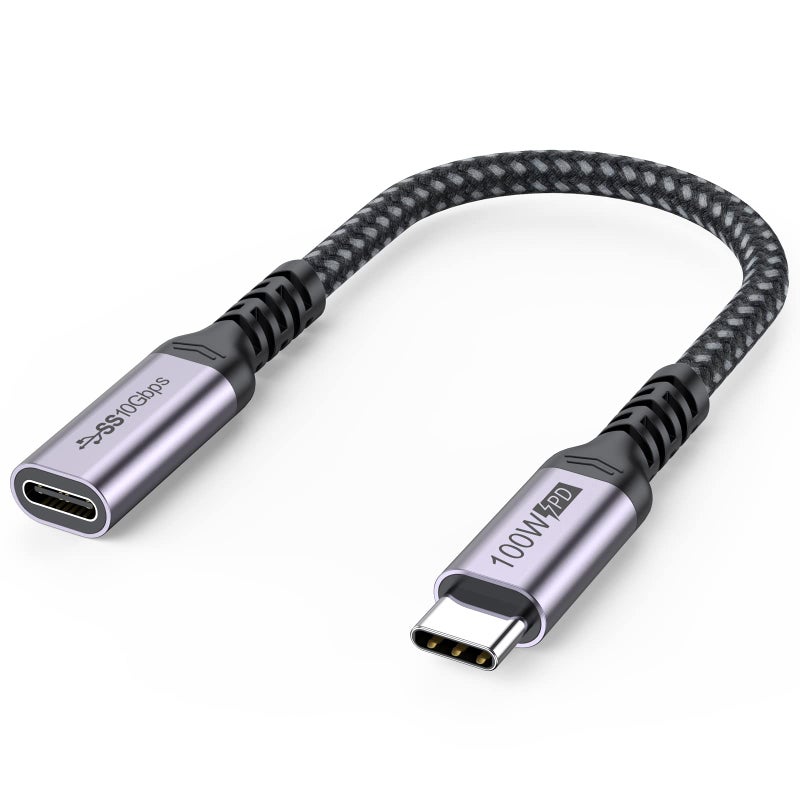 DteeDck USB C Extension Cable 6 inch Short, Full-Function Extender USB 3.2 Gen 2 Type C Male to Female Cord 100W Fast Charge 10Gbps Transfer 4K@60Hz Video for Monitor Laptop Tablet Mobile Phone -0.5Ft - Image 1