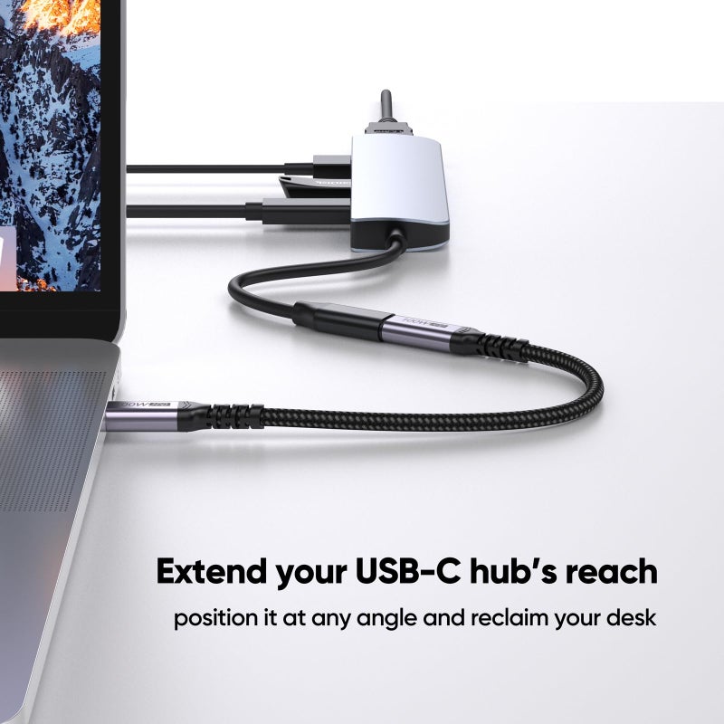 DteeDck USB C Extension Cable 6 inch Short, Full-Function Extender USB 3.2 Gen 2 Type C Male to Female Cord 100W Fast Charge 10Gbps Transfer 4K@60Hz Video for Monitor Laptop Tablet Mobile Phone -0.5Ft - Image 5