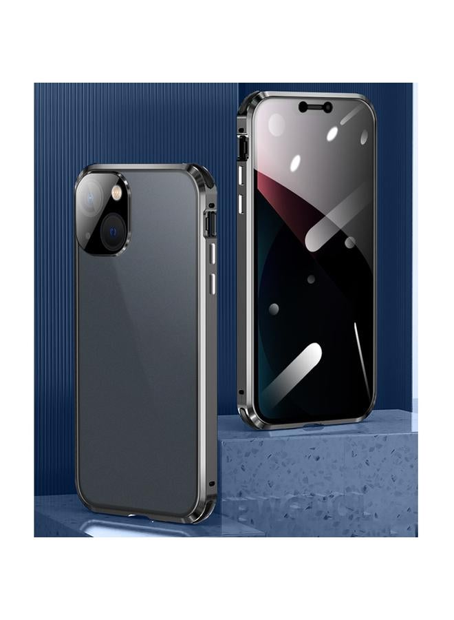 زبون جراب لهاتف iPhone 13 مقاوم للصدمات بأربع زوايا ومضاد للتجسس وإطار معدني مغناطيسي وغطاء زجاجي مقوى مزدوج الجوانب - Image 2