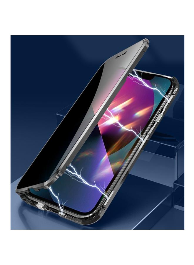 زبون جراب لهاتف iPhone 13 مقاوم للصدمات بأربع زوايا ومضاد للتجسس وإطار معدني مغناطيسي وغطاء زجاجي مقوى مزدوج الجوانب - Image 3