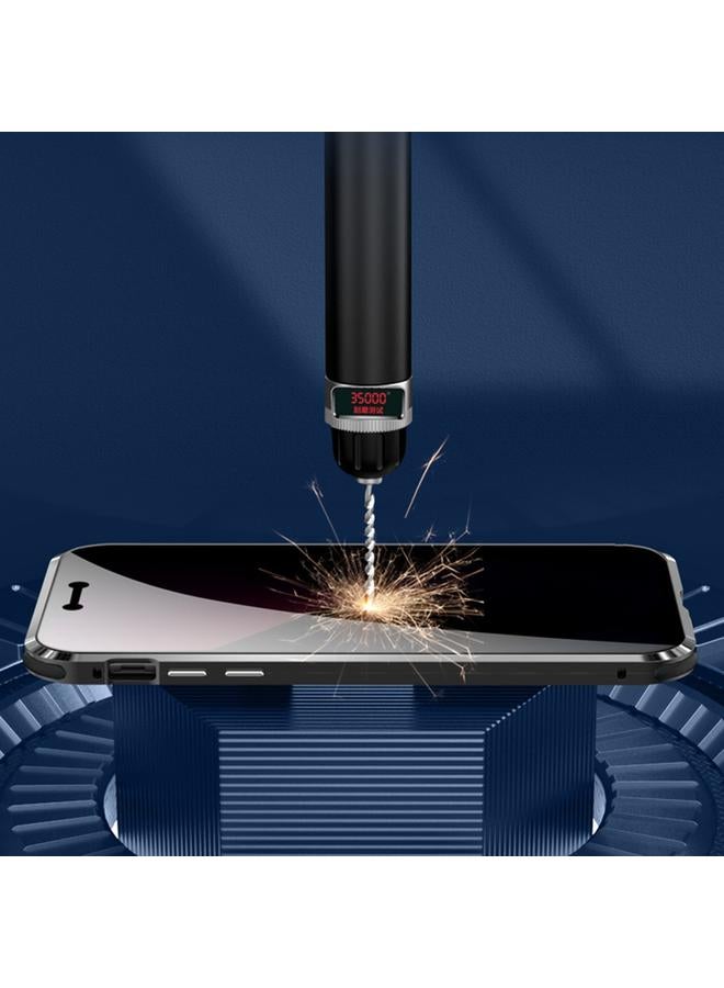 زبون جراب لهاتف iPhone 13 مقاوم للصدمات بأربع زوايا ومضاد للتجسس وإطار معدني مغناطيسي وغطاء زجاجي مقوى مزدوج الجوانب - Image 4