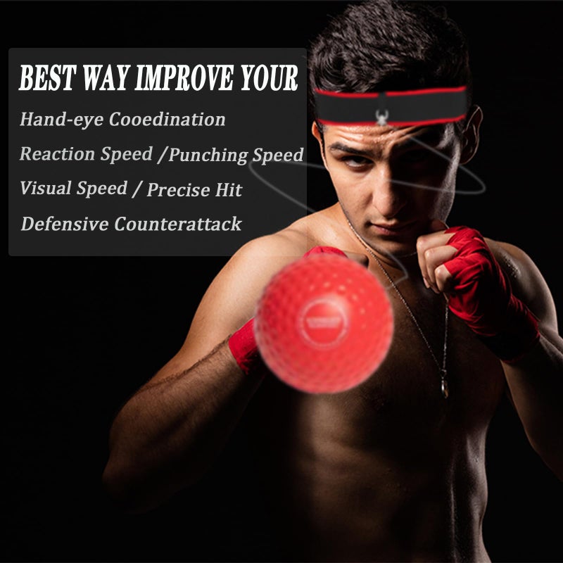 KT-GARY Boxing Reflex Ball for Kids and Adults,4 Levels Boxing Ball with 2 Adjustable Headbands,Boxing Equipment Punching Ball Great for Hand Eye Coordination Punching Speed and Fight Reaction - Image 2