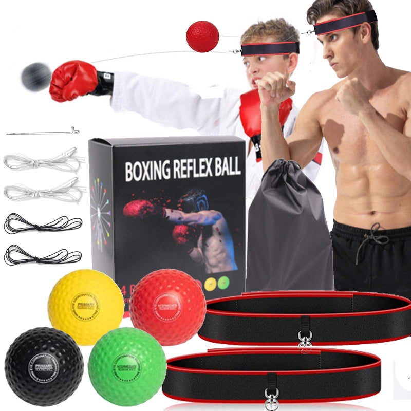 KT-GARY Boxing Reflex Ball for Kids and Adults,4 Levels Boxing Ball with 2 Adjustable Headbands,Boxing Equipment Punching Ball Great for Hand Eye Coordination Punching Speed and Fight Reaction - Image 1