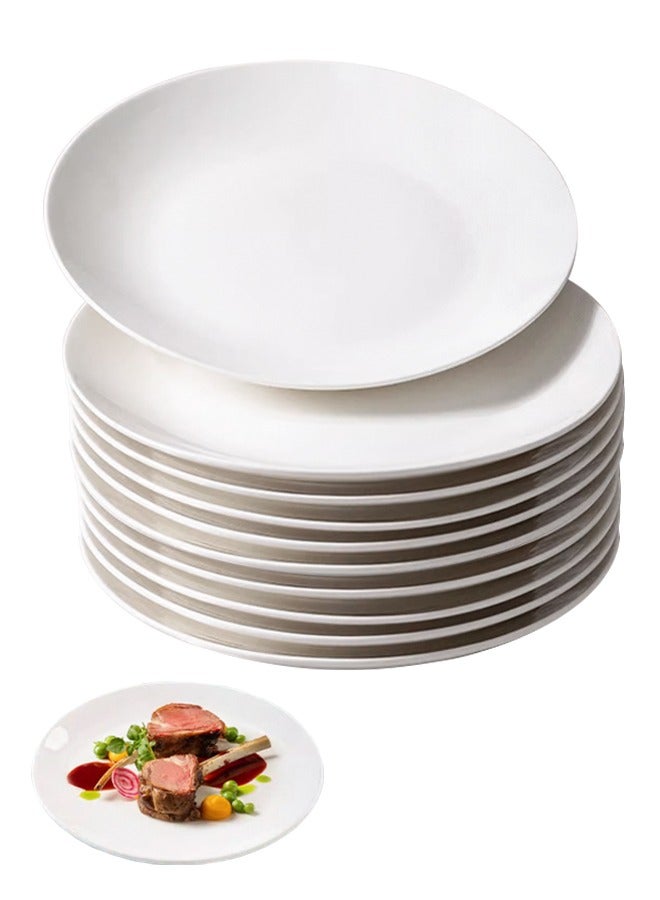 Morlife 8 inch White Porcelain Dinner Plates Set of 10 ,  Salad Plate White Dinnerware Dish Catering Serving Plates ,  Lead-Free, Microwave, Oven and Dishwasher Safe - Image 1
