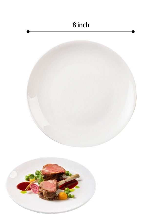 Morlife 8 inch White Porcelain Dinner Plates Set of 10 ,  Salad Plate White Dinnerware Dish Catering Serving Plates ,  Lead-Free, Microwave, Oven and Dishwasher Safe - Image 5