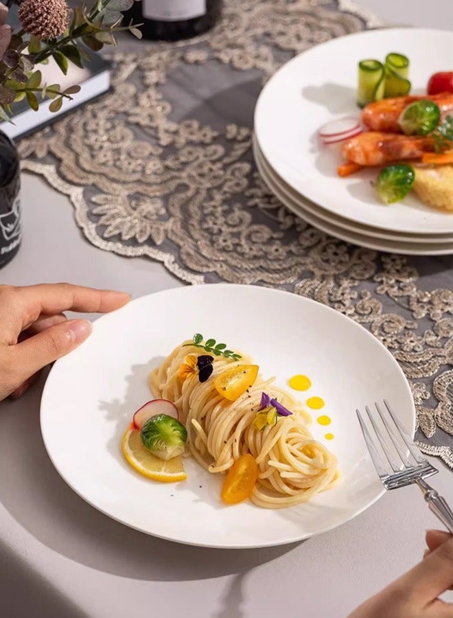 Morlife 8 inch White Porcelain Dinner Plates Set of 10 ,  Salad Plate White Dinnerware Dish Catering Serving Plates ,  Lead-Free, Microwave, Oven and Dishwasher Safe - Image 4