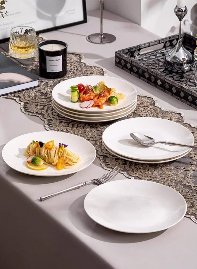 Morlife 8 inch White Porcelain Dinner Plates Set of 10 ,  Salad Plate White Dinnerware Dish Catering Serving Plates ,  Lead-Free, Microwave, Oven and Dishwasher Safe - Image 2