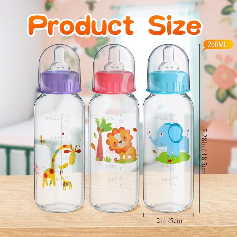 Norme 24 Pcs Plastic Baby Bottles Bulk for Baby Shower Game 9.5 oz for Party Favors Decorations Milk Bottles for Children Birthday Gifts, Elephant, Lion, Giraffe Pattern(Straight) - Image 4