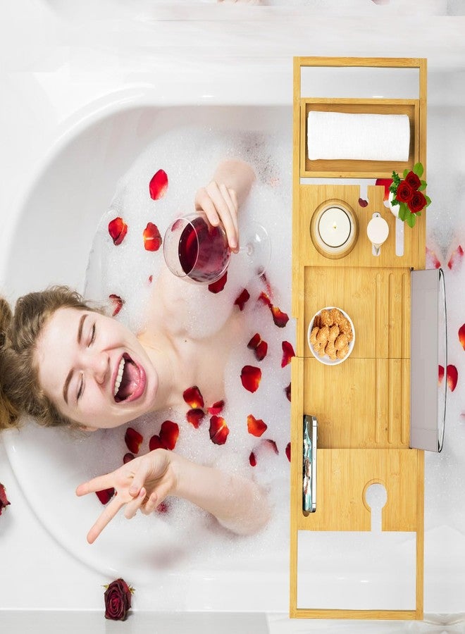 Banlilu حامل صينية حوض الاستحمام الفاخر من بانليلو، صينية قابلة للتوسيع لحوض الاستحمام، إكسسوارات فاخرة لحوض الاستحمام والحمام، هدية رائعة للمنزل الجديد، والذكرى السنوية، وحفلات الزفاف، وهدايا مميزة لأعياد الميلاد - Image 5