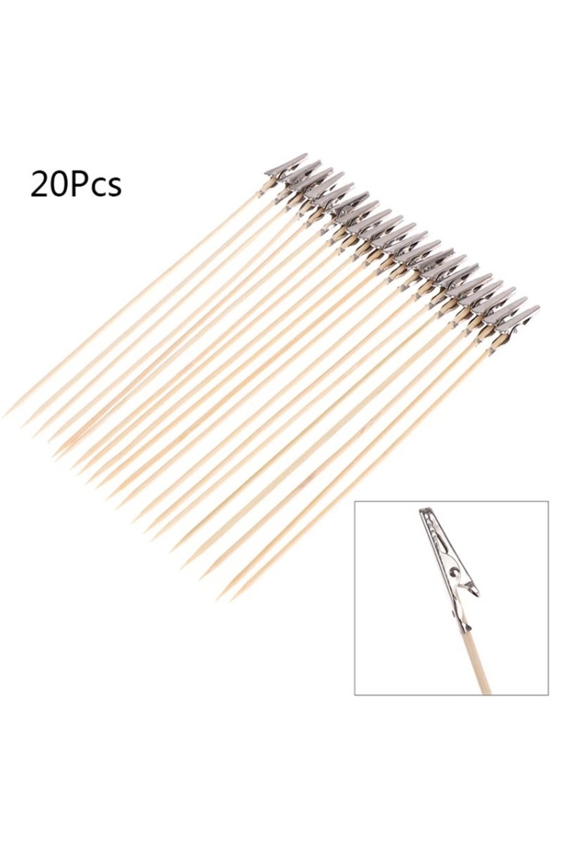 حامل طلاء خشبي ومعدني مكون من 20 قطعة، مزود بمشبك تمساح وعصا، أداة تشكيل مناسبة لتعديل البخاخ الهوائي