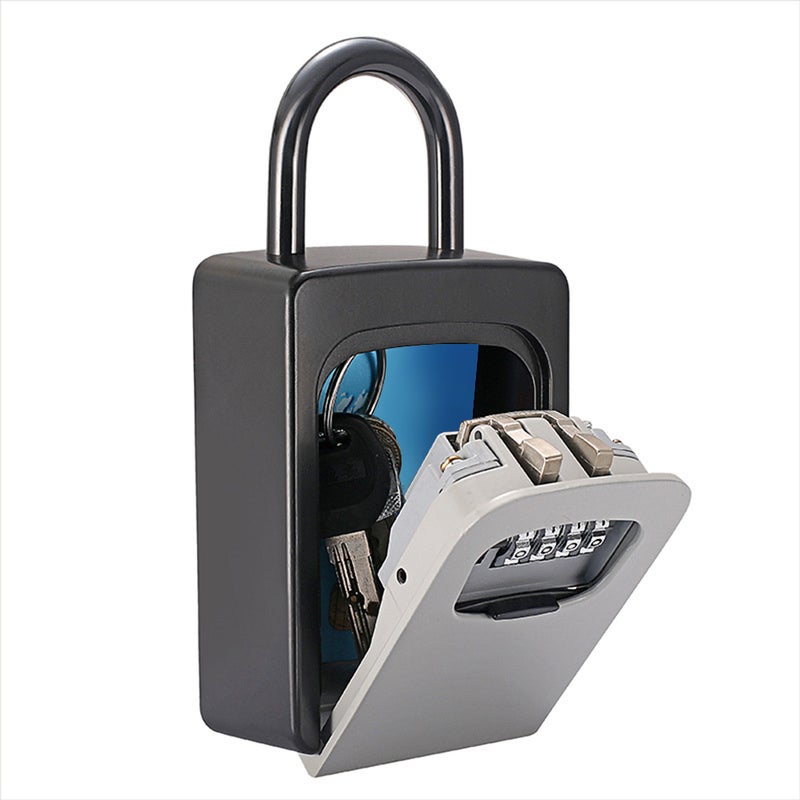 Key Safe Box with Cover No Need to Install 4-Digit Combination Password Key Storage Box Key Padlock Case Resettable Code Outdoor Key Holder - Image 3