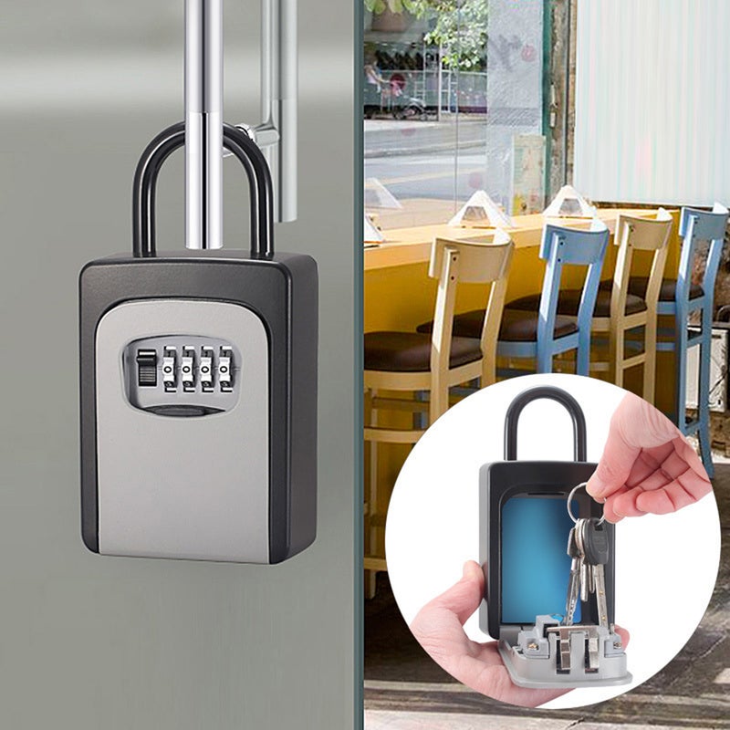 Key Safe Box with Cover No Need to Install 4-Digit Combination Password Key Storage Box Key Padlock Case Resettable Code Outdoor Key Holder - Image 5