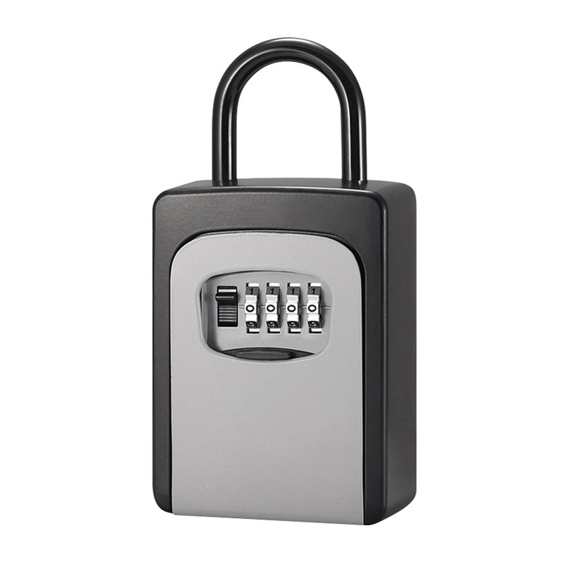 Key Safe Box with Cover No Need to Install 4-Digit Combination Password Key Storage Box Key Padlock Case Resettable Code Outdoor Key Holder - Image 1