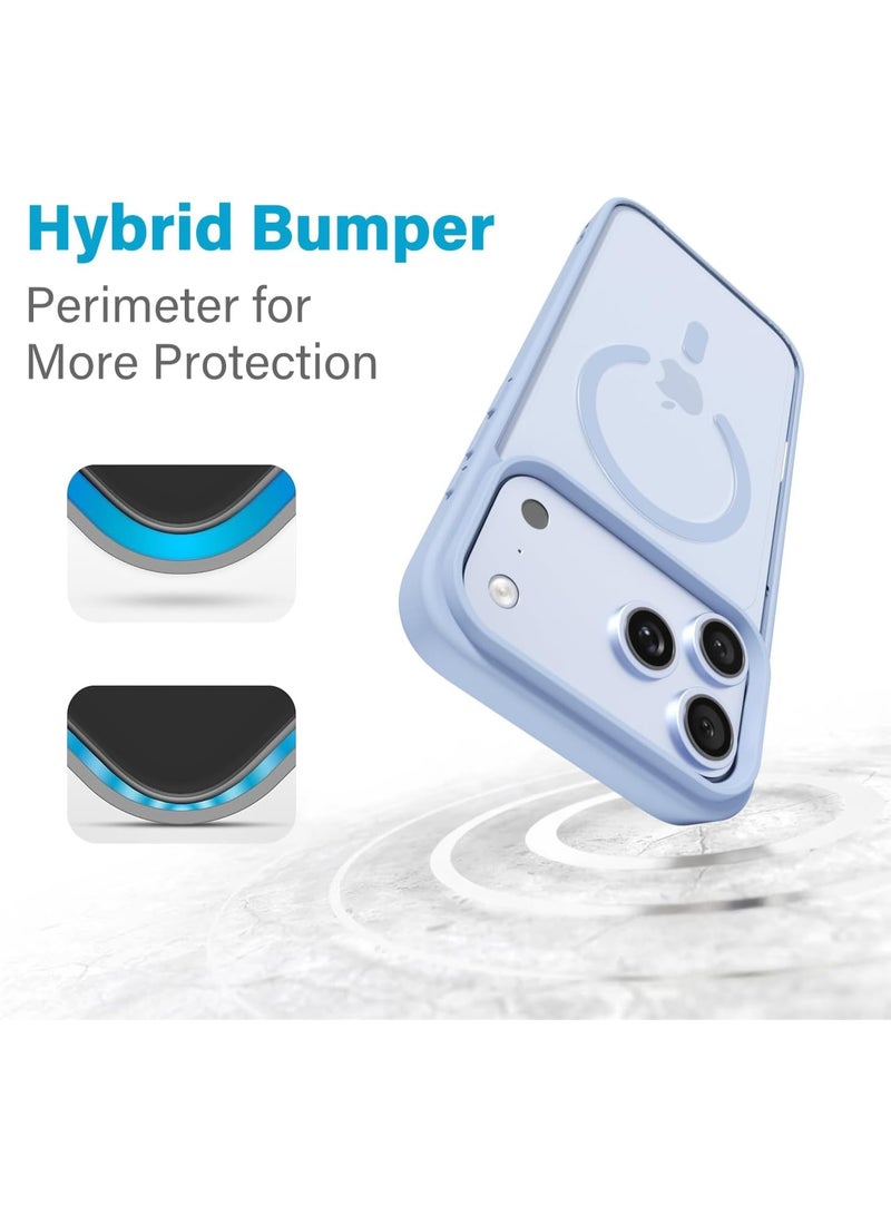 أكاليكس جراب مغناطيسي شفاف لهاتف iPhone 17 Pro Max، حماية عالية الجودة من السقوط مع شريط مقاوم للصدمات، جراب خلفي شفاف غير لامع للهاتف | (أزرق سماوي) - Image 3
