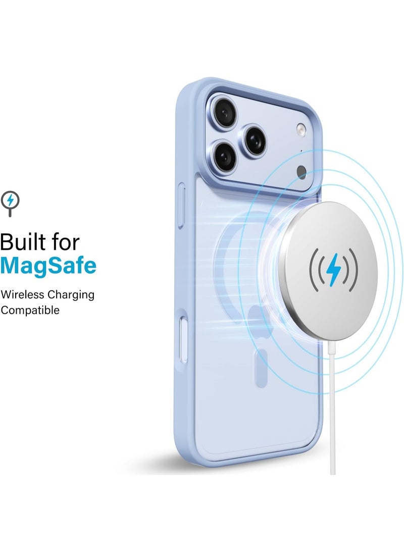 أكاليكس جراب مغناطيسي شفاف لهاتف iPhone 17 Pro Max، حماية عالية الجودة من السقوط مع شريط مقاوم للصدمات، جراب خلفي شفاف غير لامع للهاتف | (أزرق سماوي) - Image 4