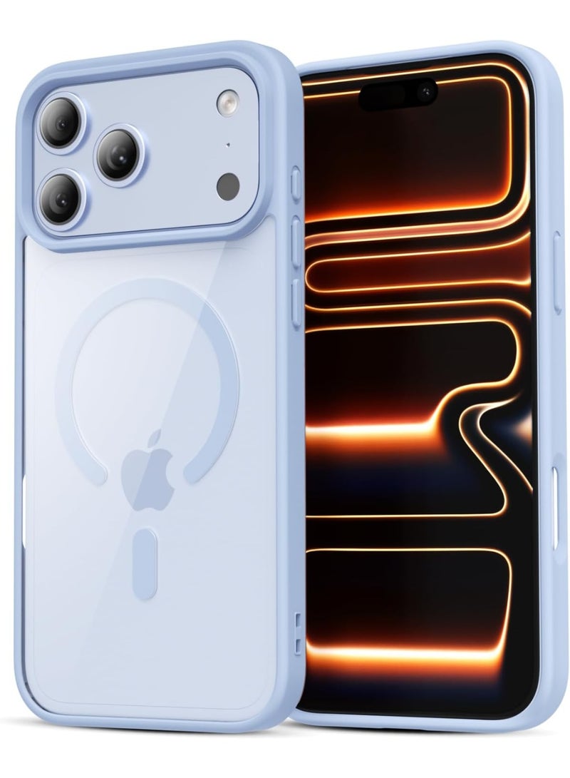 أكاليكس جراب مغناطيسي شفاف لهاتف iPhone 17 Pro Max، حماية عالية الجودة من السقوط مع شريط مقاوم للصدمات، جراب خلفي شفاف غير لامع للهاتف | (أزرق سماوي) - Image 1