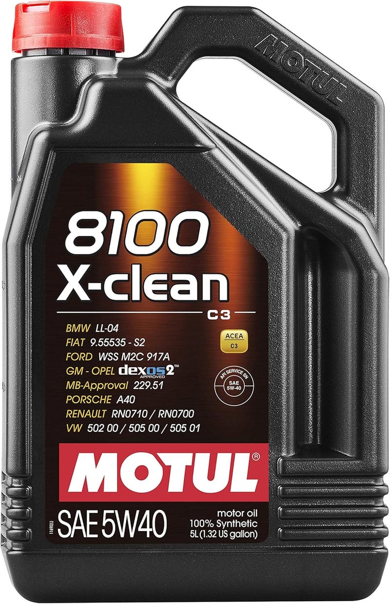 MOTUL زيت محرك موتول 8100 إكسكلين 5W40 صناعي كامل مصمم للمساعدة في حماية أنظمة الانبعاثات أداء محرك نظيف قدرة تصريف طويلة استجابة محسنة للمحرك 5L - Image 1