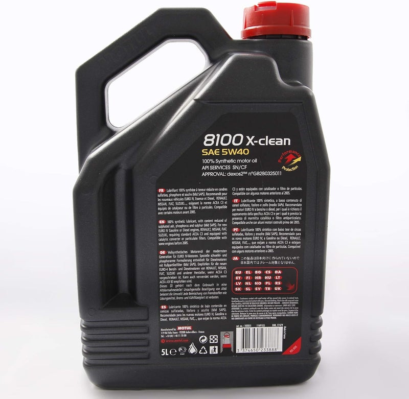 MOTUL زيت محرك موتول 8100 إكسكلين 5W40 صناعي كامل مصمم للمساعدة في حماية أنظمة الانبعاثات أداء محرك نظيف قدرة تصريف طويلة استجابة محسنة للمحرك 5L - Image 3