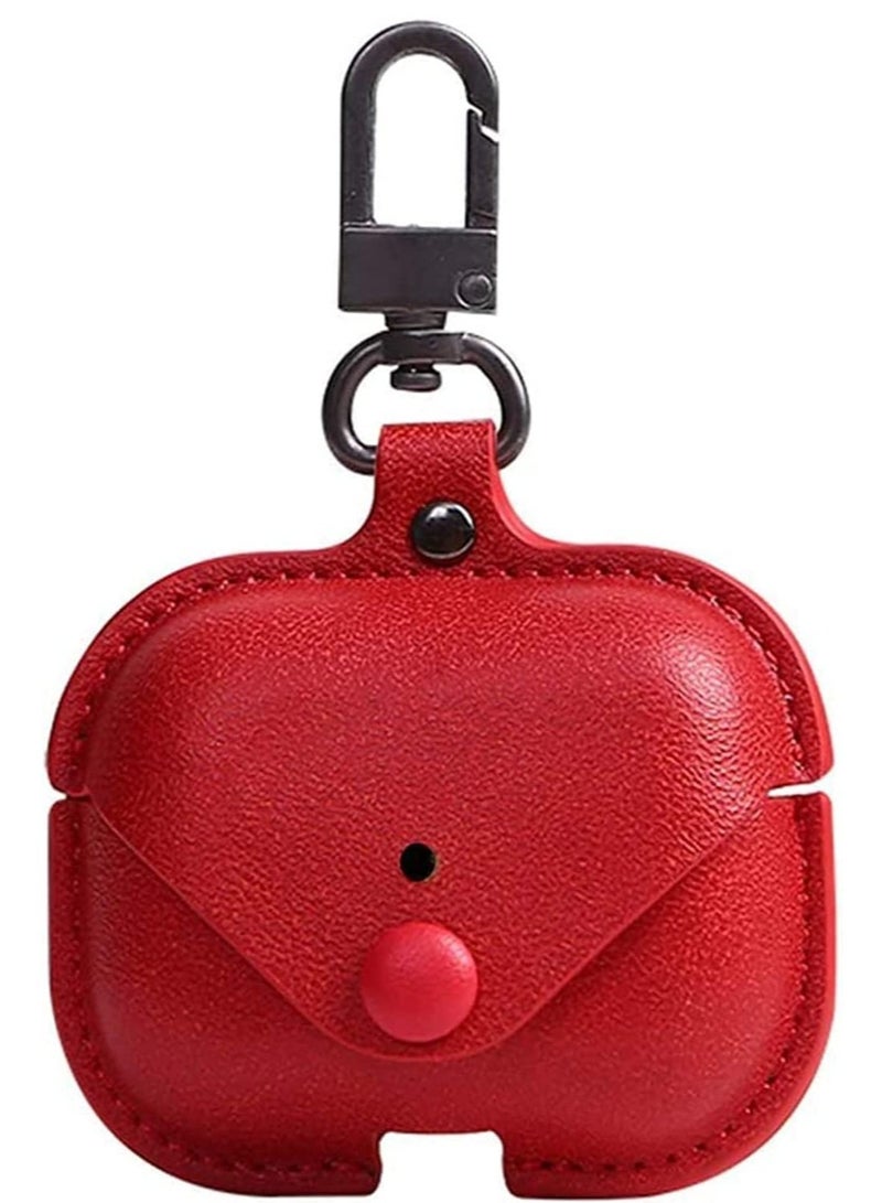 ELTRAZONE AirPods 3rd Generation Case (2021), Leather Protective Case Skin Cover with Keychain and Lock for Apple Airpods 3 Case Women Men (Red) - Image 1