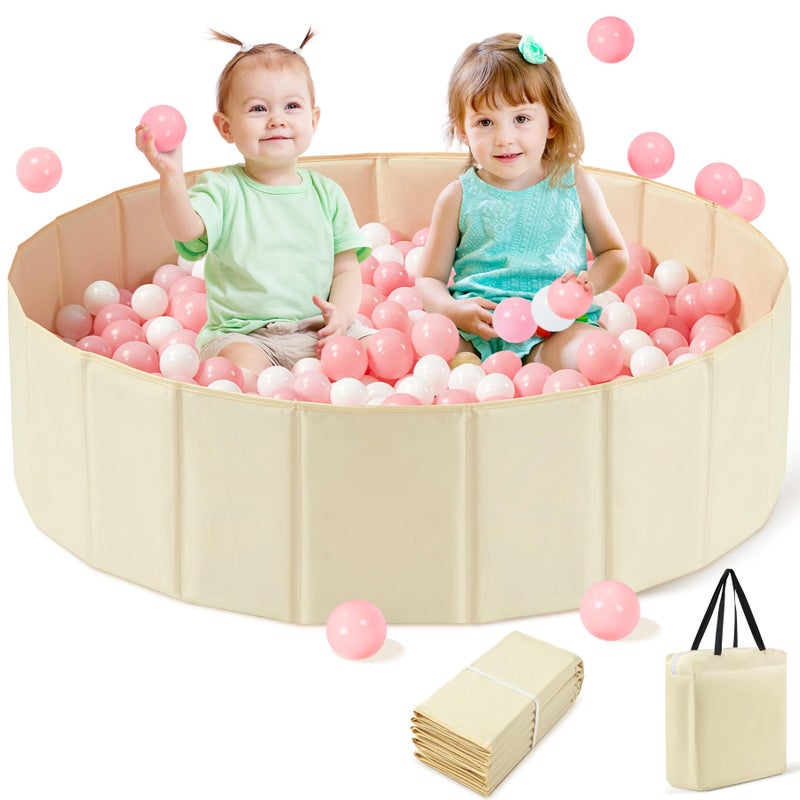Hikiddy Large Ball Pit for Toddlers 44 in Baby Ball Pit with PopUp Playmat Foldable Kids Ball Pool Dog Play Pit Indoor and Outdoor Use Hold Over 1000 Balls Balls Not Include Beige - Image 2