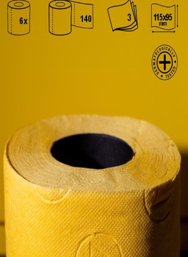 Renova Yellow Toilet Paper 3 ply 6 Rolls Pack 140 Premium Quality Sheets - Image 3