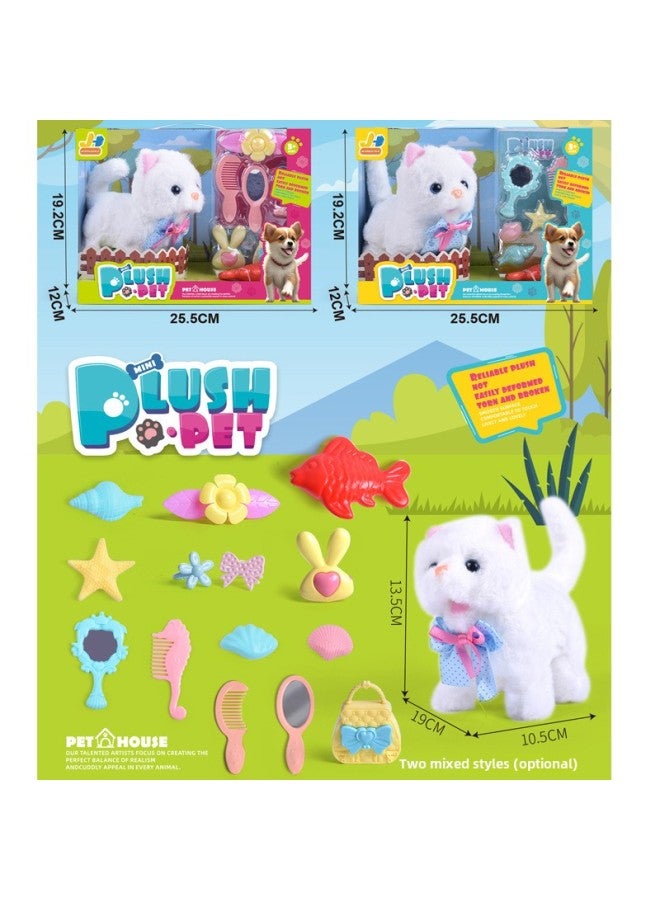 Children's Electric Simulation Plush Pet Suit Teddy White Rabbit Cat Walking Can Call Dog Gift Box Gift-Color:Electric Cat Suit Gift Box (two Optional)  - Image 1