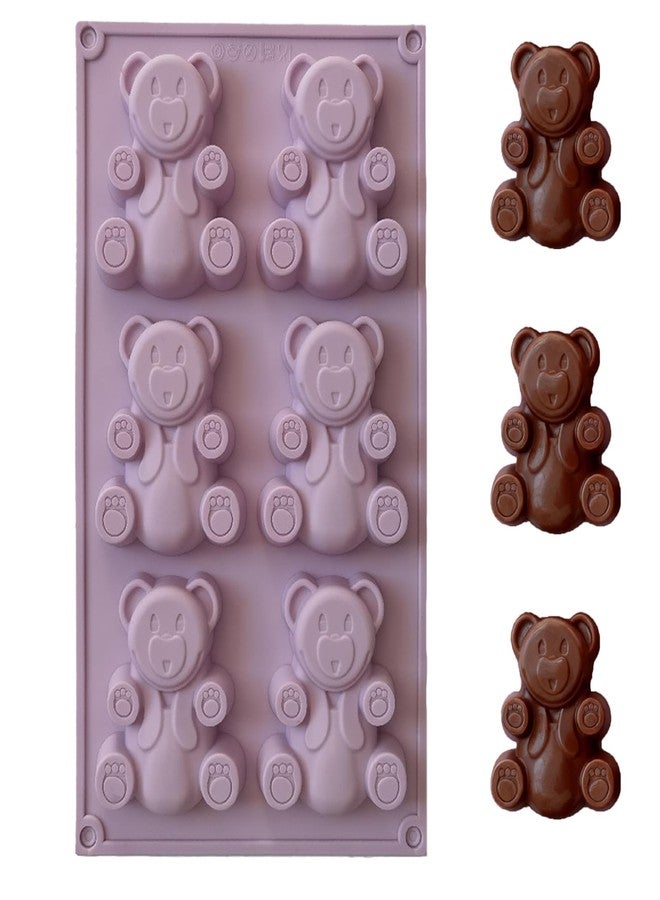 Vrthske 3D Large Bear Silicone Molds, 6 Cavity Bear Shaped Molds for Chocolate Candy Jello Ice Cube Soap Resin Cake and Cupcake Decoration, 11.65 x 6.81 x 0.71 inches - Image 1
