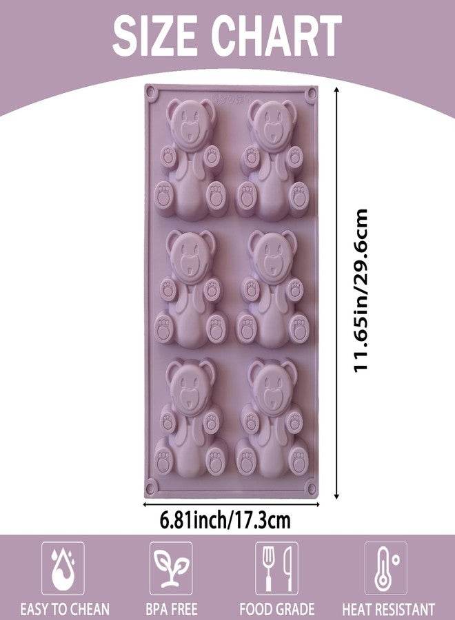 Vrthske 3D Large Bear Silicone Molds, 6 Cavity Bear Shaped Molds for Chocolate Candy Jello Ice Cube Soap Resin Cake and Cupcake Decoration, 11.65 x 6.81 x 0.71 inches - Image 2