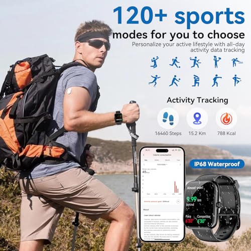 SENBONO Smart Watch with Alexa Built-in, 1.83" HD Touchscreen, Digital Bluetooth Calling, IP68 Waterproof Fitness Tracker, 120+ Sports Modes, 24/7 Heart Rate/Sleep Monitor for iPhone Android (Black) - Image 3