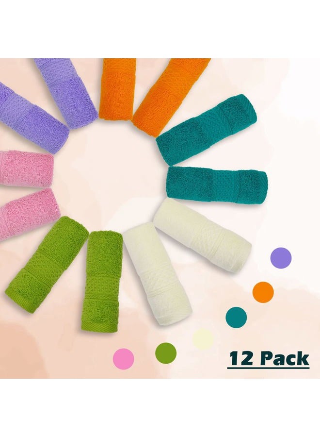 Cleanbear Face Cloths 12 Pack Washcloths 100% Cotton Wash Cloth for Face - Large Bath Washcloths 13 by 13 Inches with Multi Colors - Image 2