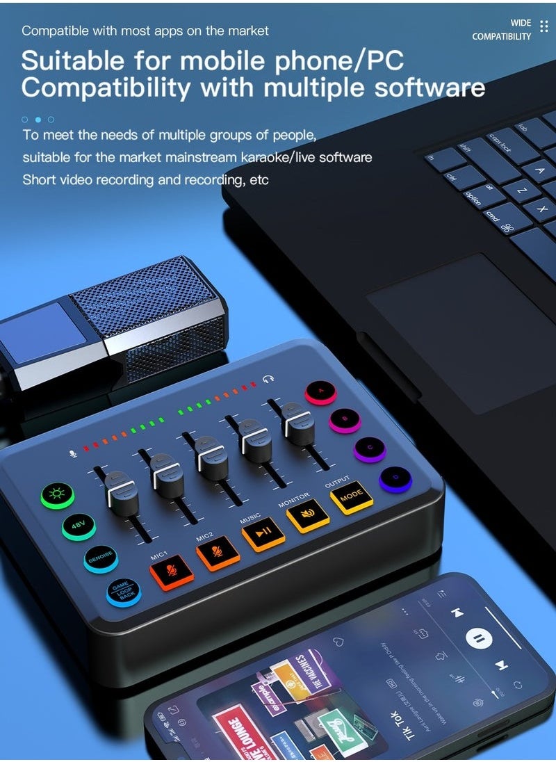 XiuWoo - F9 Live Sound Card Professional Live Mixer DIY Button Bluetooth Phantom Power DJ Mixer Suitable for Live Broadcast PC Recording - Image 1