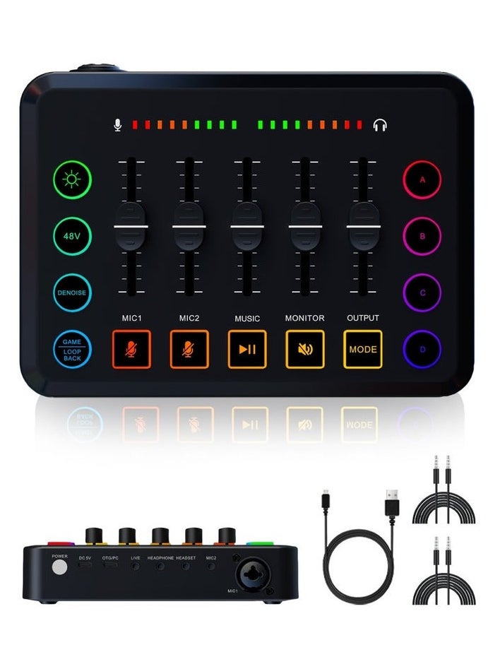 XiuWoo - F9 Live Sound Card Professional Live Mixer DIY Button Bluetooth Phantom Power DJ Mixer Suitable for Live Broadcast PC Recording - Image 1