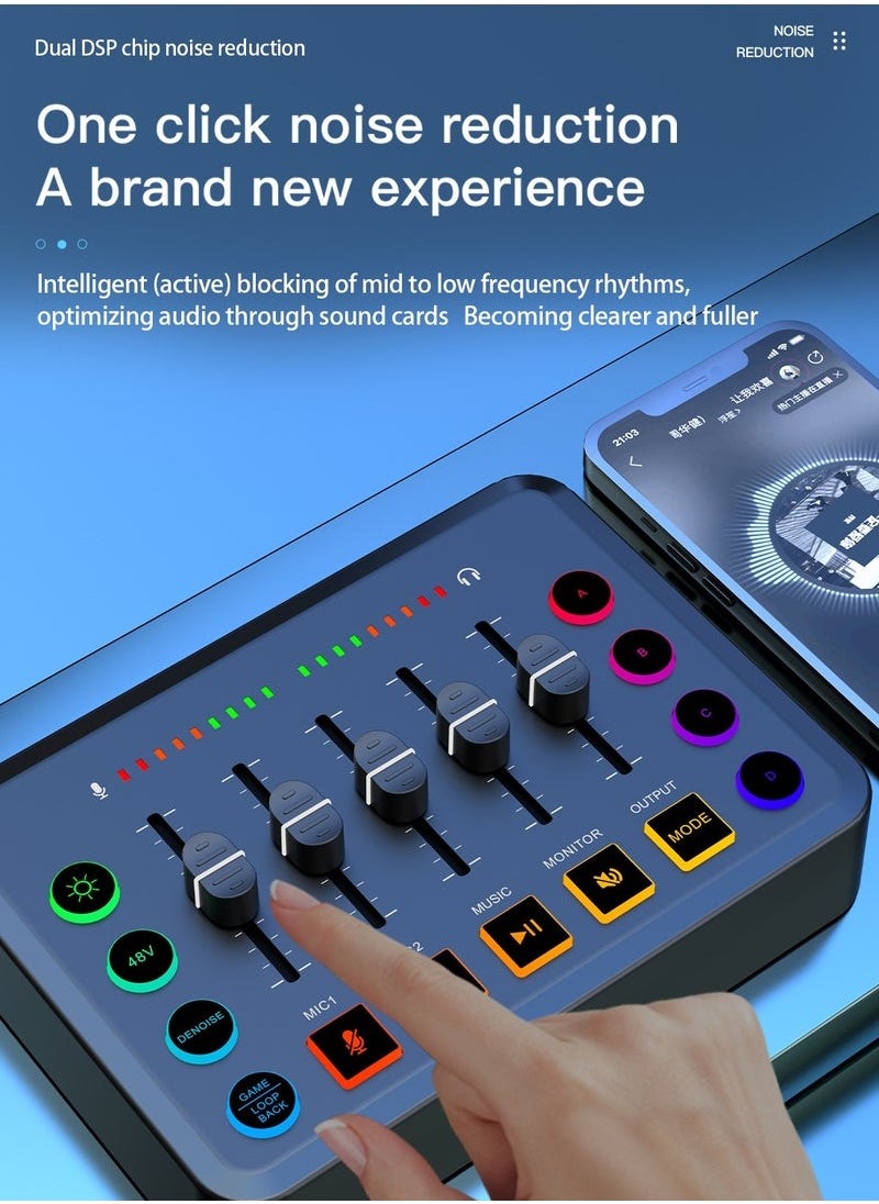 XiuWoo - F9 Live Sound Card Professional Live Mixer DIY Button Bluetooth Phantom Power DJ Mixer Suitable for Live Broadcast PC Recording - Image 1