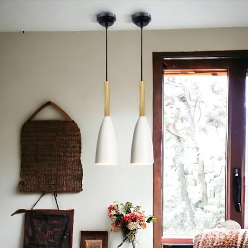 GreyWings Modern Cone White Aluminium Hanging Pendant Light Cord, Antique Decor, E-27 Holder,(Bulb is not Included.) Pack of 2 - Image 2