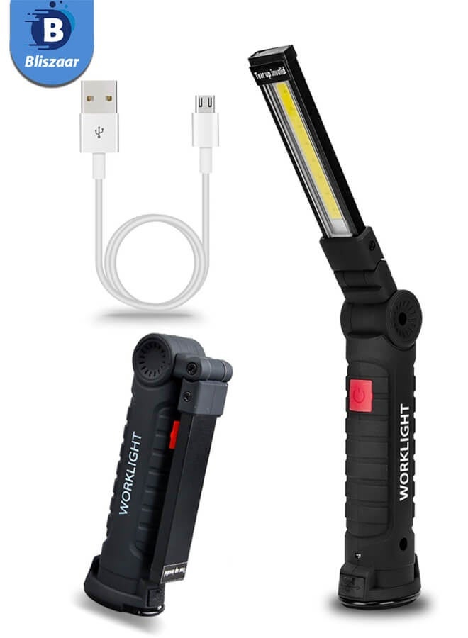 Bliszaar Working Light Portable, Rechargeable Work Lights with Magnetic Base Hanging Hook,360° Rotate 5 Modes,COB LED 800 Lumens Foldable Inspection Light for Car Repair, Grill and Outdoor Use - Image 1