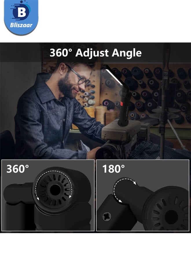 Bliszaar Working Light Portable, Rechargeable Work Lights with Magnetic Base Hanging Hook,360° Rotate 5 Modes,COB LED 800 Lumens Foldable Inspection Light for Car Repair, Grill and Outdoor Use - Image 3