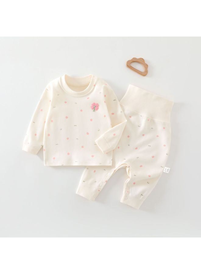 Baby High-waist Suit Spring & Fall Pure Cotton Men's Pajamas Women's Category A Bottoming Autumn Clothes And Long Pants Baby Intimates Set Warm