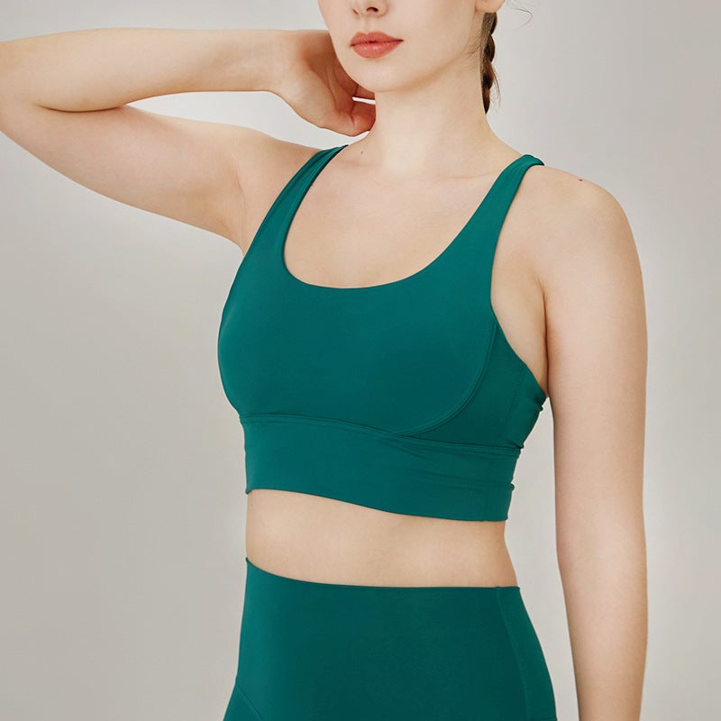 Sports Fitness Underwear Running Shock Absorption Sports Bra Cross Back Naked Yoga Vest Bra - Image 3