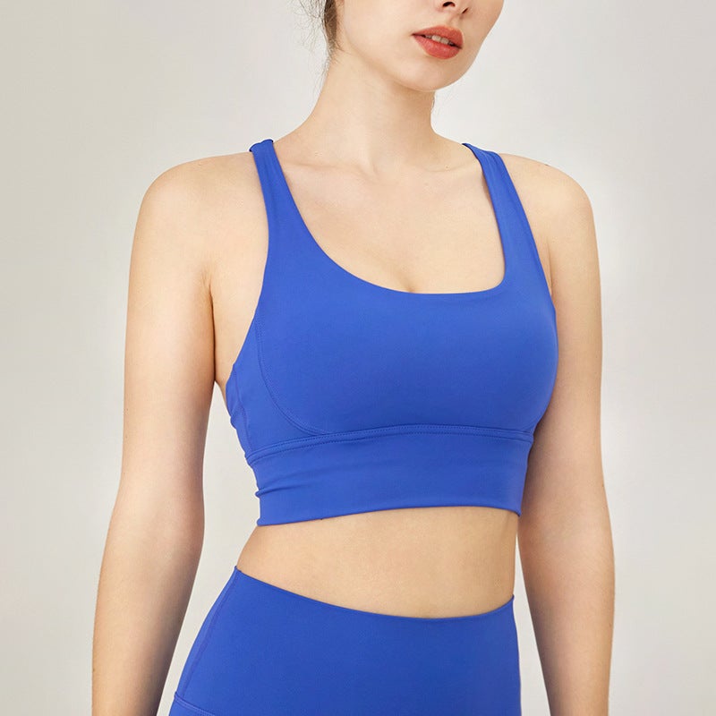 Sports Fitness Underwear Running Shock Absorption Sports Bra Cross Back Naked Yoga Vest Bra - Image 5